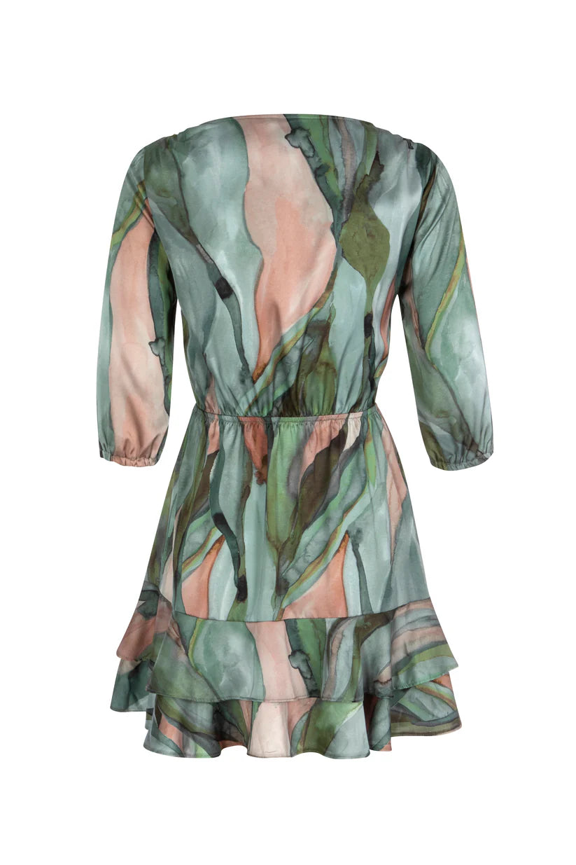 Beach Cult Sienna Dress Watercolour Evergreen